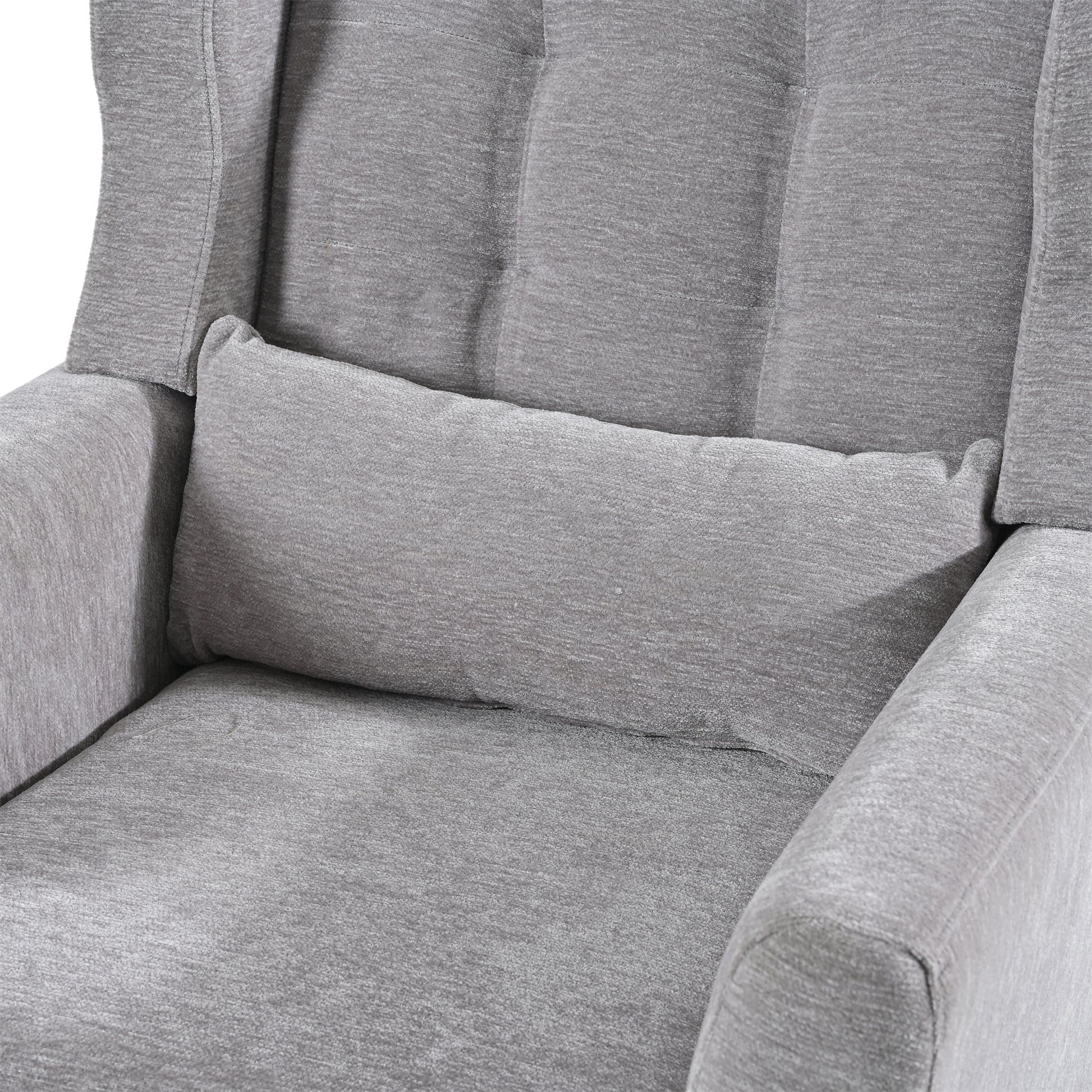 Modern Accent Chair,Chenille Arm Chairs for Living Room,Upholstered Mordern Armchair,Comfy Soft Padded Lounge Chair in Small Space, Bedroom, w/Pillow, Solid Wood Leg (Gray) image 9