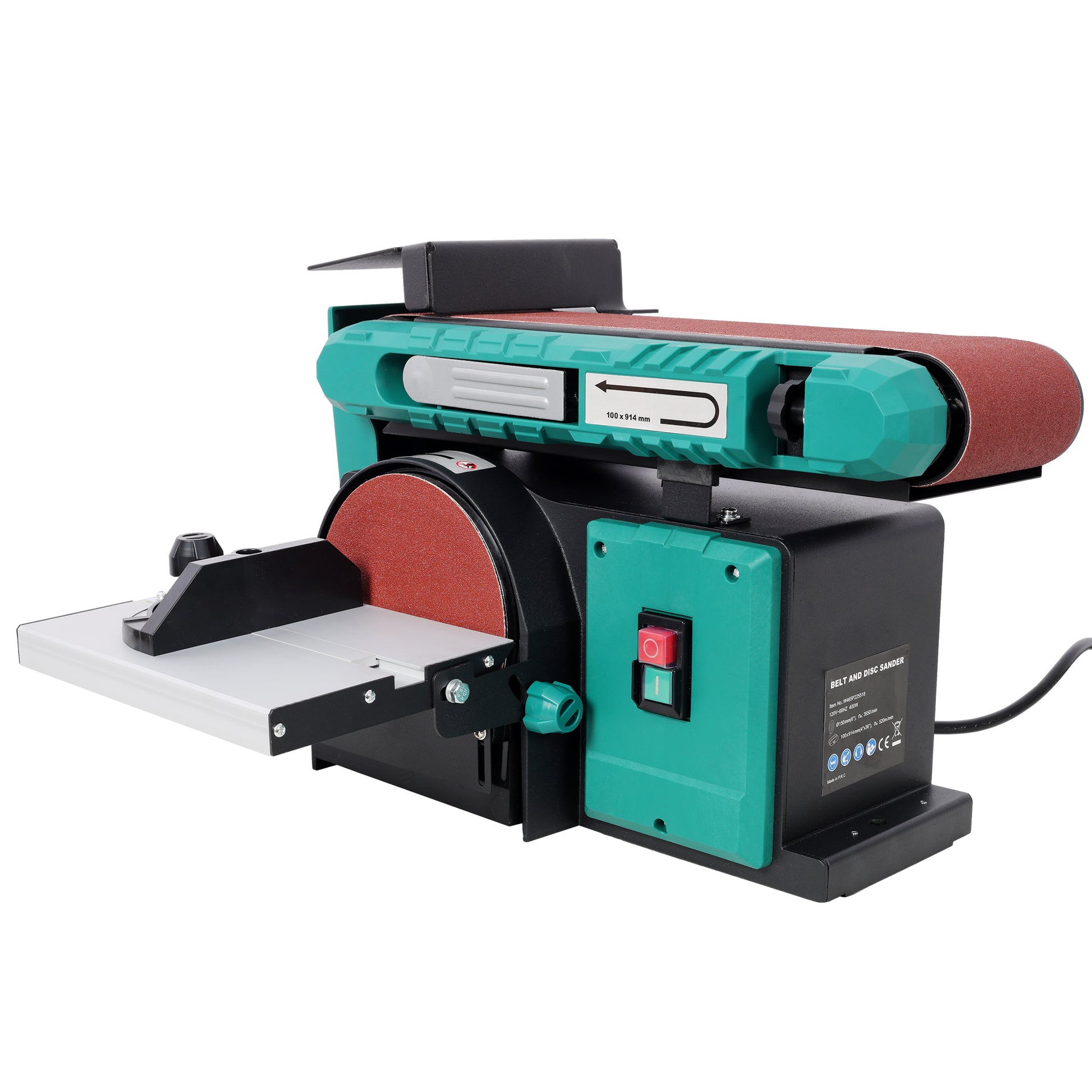 Benchtop Belt and Disc Sander,120V/60Hz,4x36 in. Belt & 6 in. Disc Sander, Green color image 2