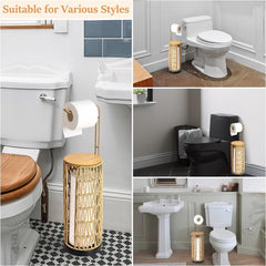 Stylish Freestanding Toilet Paper Holder with Storage for Bathroom