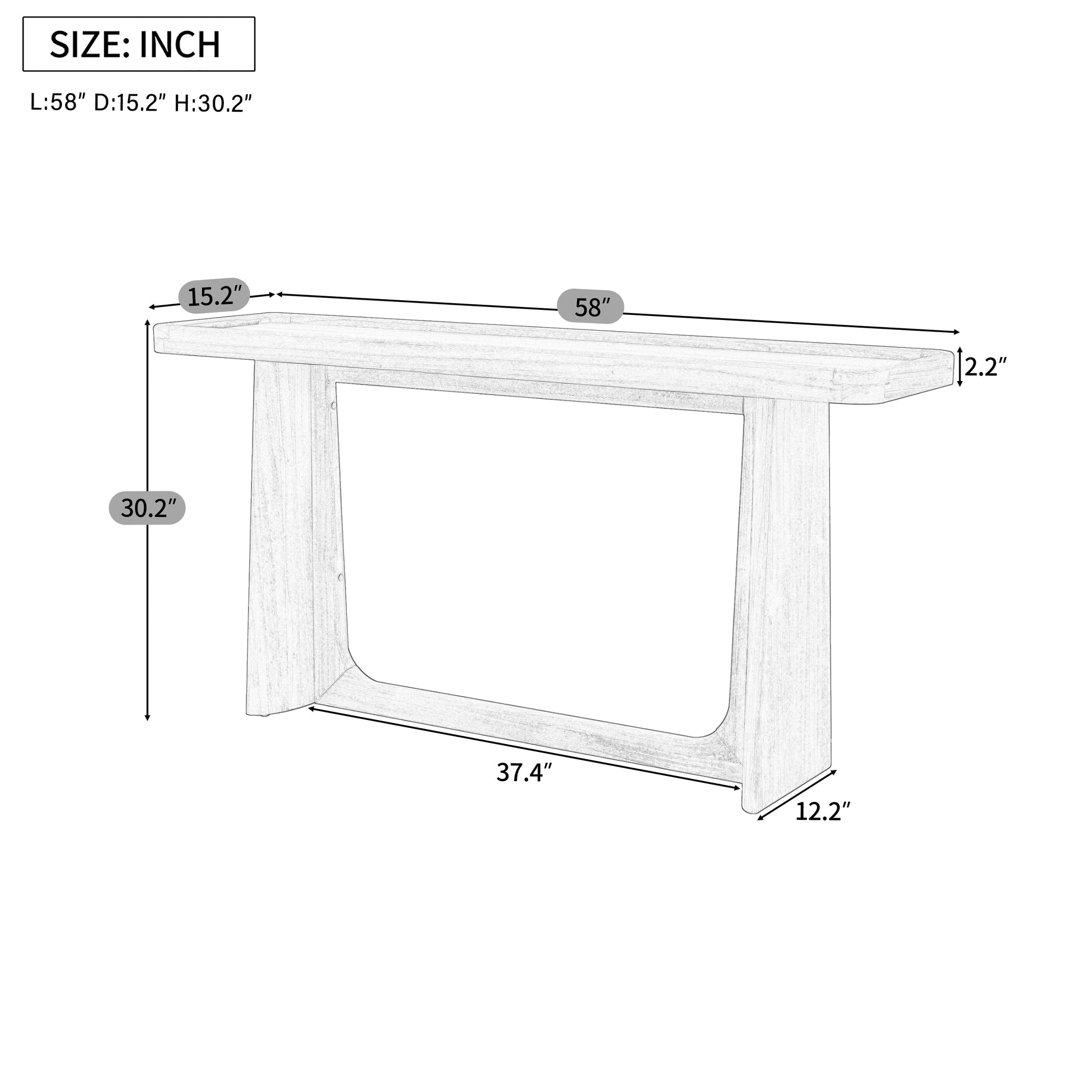 Farmhouse Console Table with Tray Top Design, Solid Wood Frame for Entryway, Living Room or Sofa Back, Natural image 4