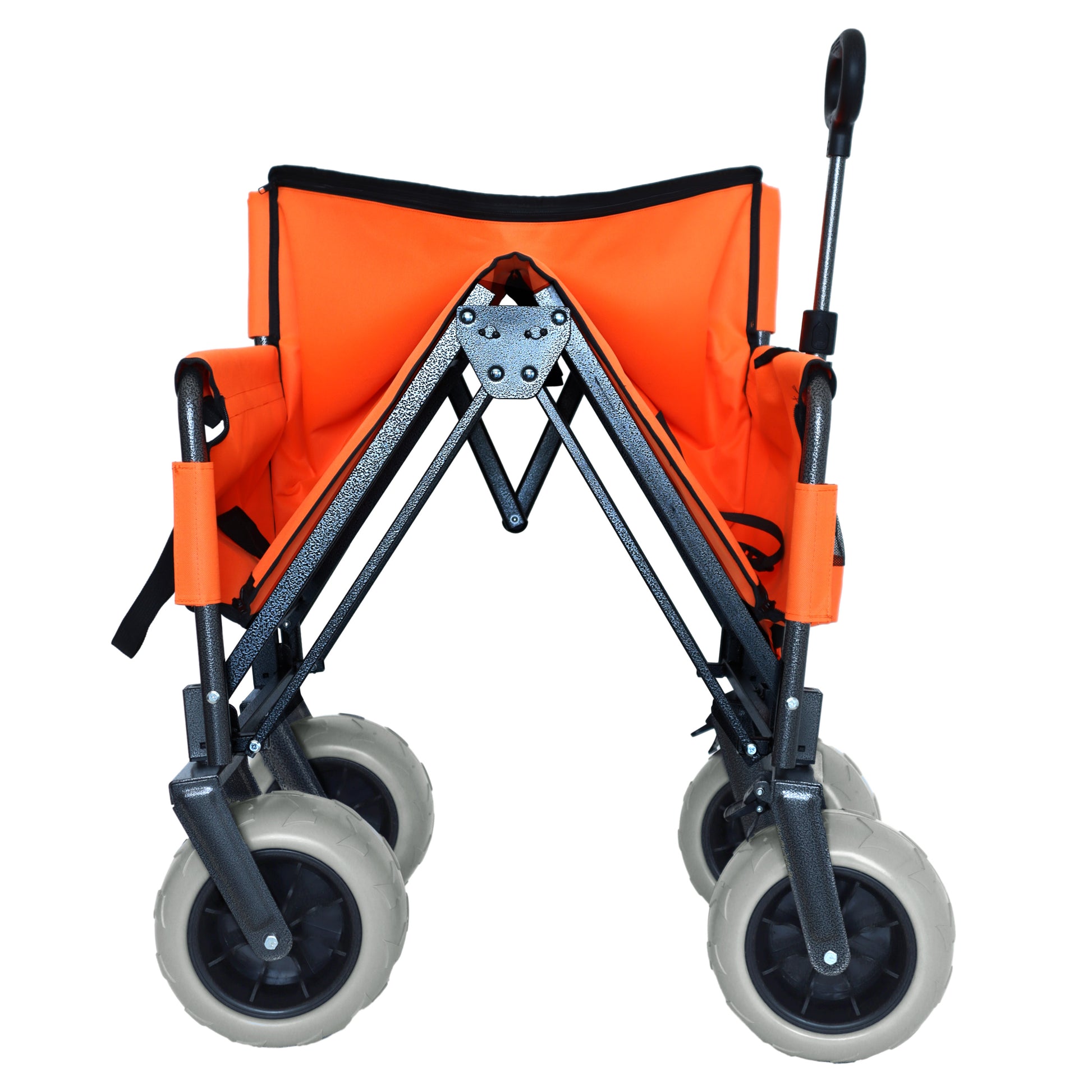3-in-1 Folding Wagon with Bench Seat – patent protection, Includes 1 ice pack, 500lbs Capacity, 9"x4" Beach Tires for Camping & Beach, orange image 3
