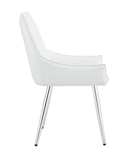 Crocodile Pattern Premium PU Leather Accent Chair, Diamond Decor Backrest, Chrome Silver Metal Legs & High-Resilience Sponge Cushion – Versatile for Office, Dining Room & Living Room (White, Set of 2) image 8