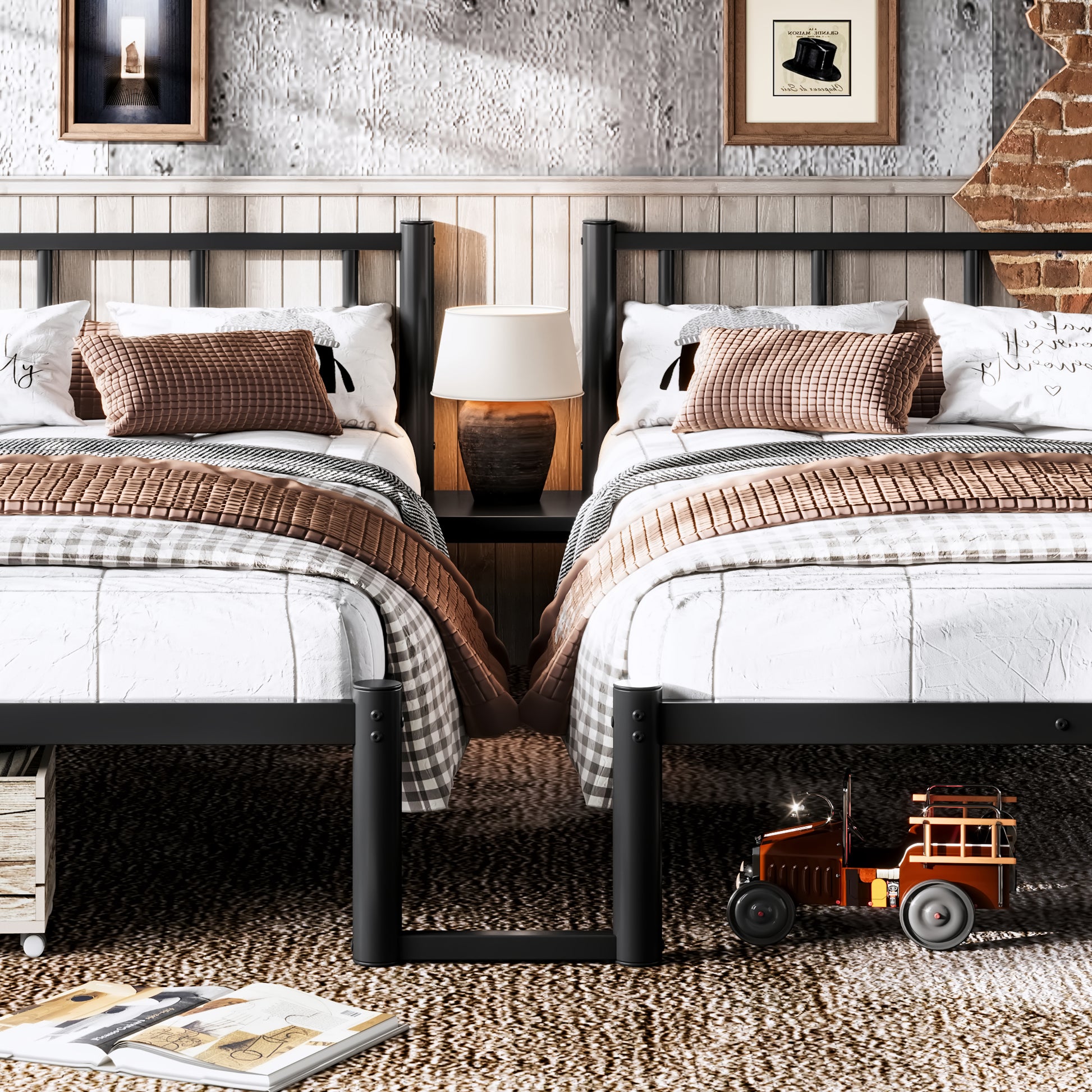 Twin over Twin & Twin Bunk Beds for 3, Twin XL over Twin & Twin Bunk Bed Metal Triple Bunk Bed, Black image 6