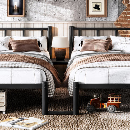 Twin over Twin & Twin Bunk Beds for 3, Twin XL over Twin & Twin Bunk Bed Metal Triple Bunk Bed, Black image 6