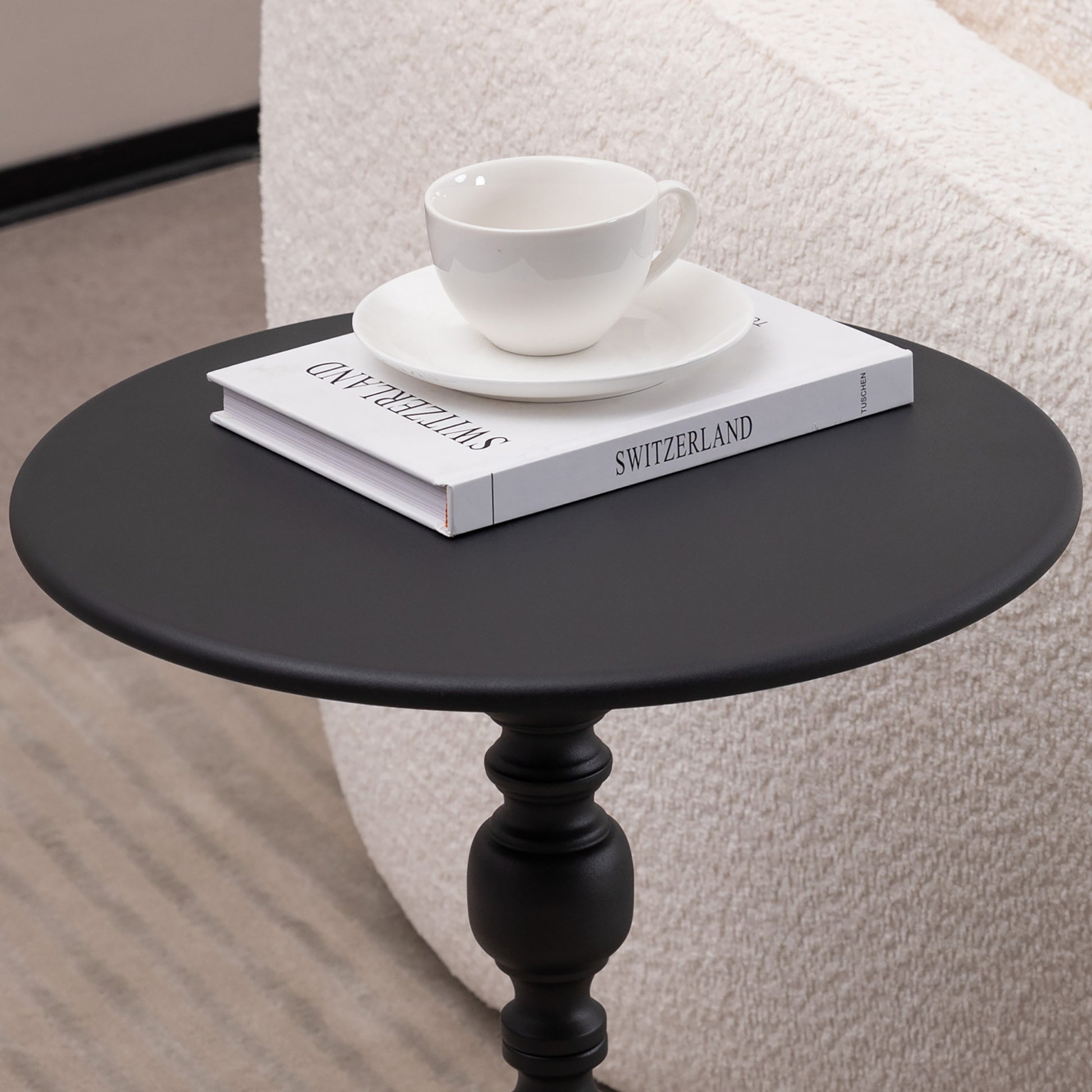 Vintage Metal Coffee Table End Table Round Side Table for Sofa Bedside Nightstand - Top View