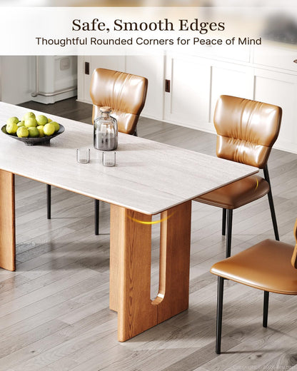 62.9-Inch Dining Table for 4–6 People, Rectangular Kitchen Table with Sintered Stone Top & Solid Wood Legs, Modern Dining Table for Kitchen, Dining Room & Living Room image 6
