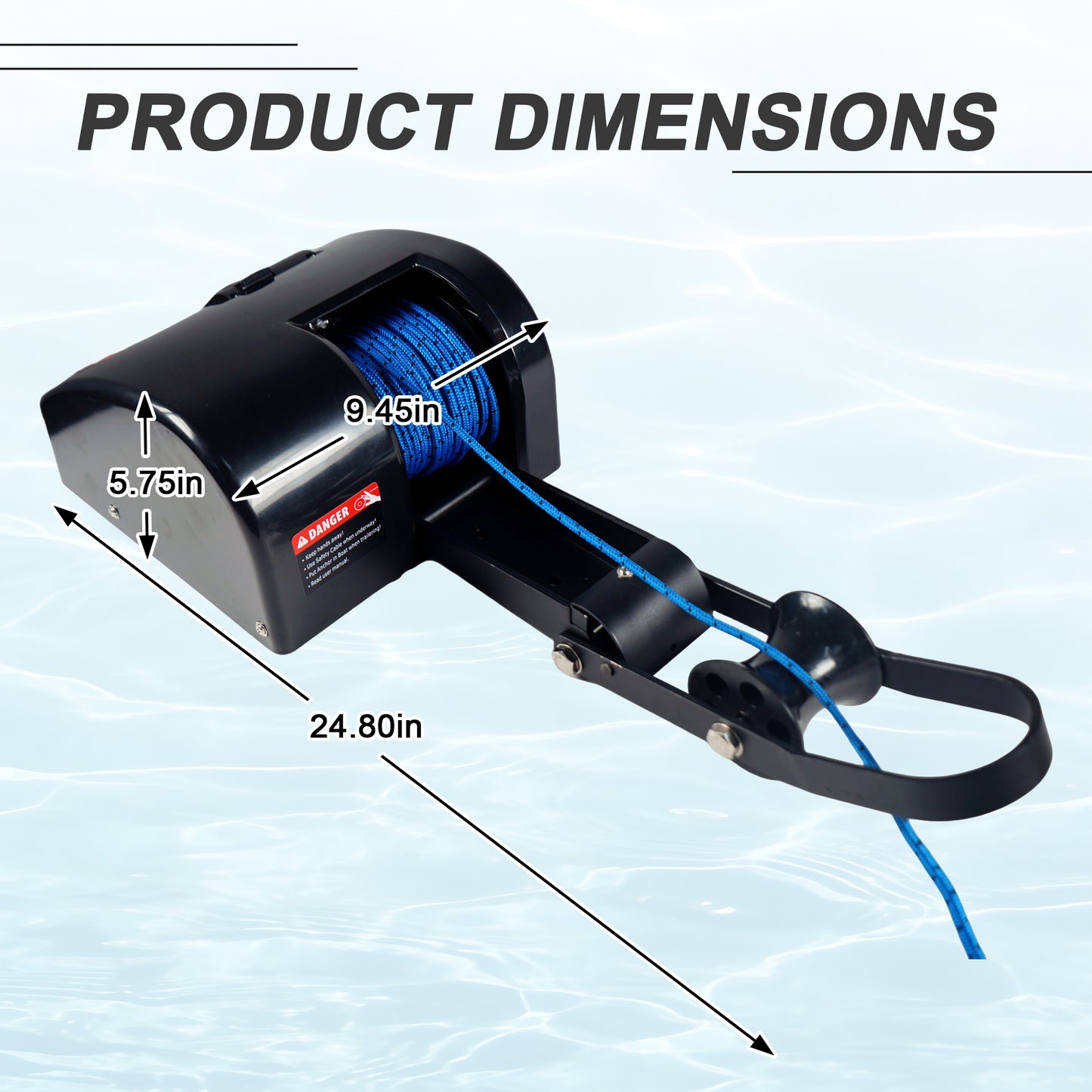 35 lbs Electric Anchor Winch 12V Marine Boat Windlass Kit - Heavy Duty Saltwater Towing Winches with Remote Control & 100ft Pre-Wound Rope - Complete Set for Speedboat, Fishing & Pontoon Boats (Black) image 3