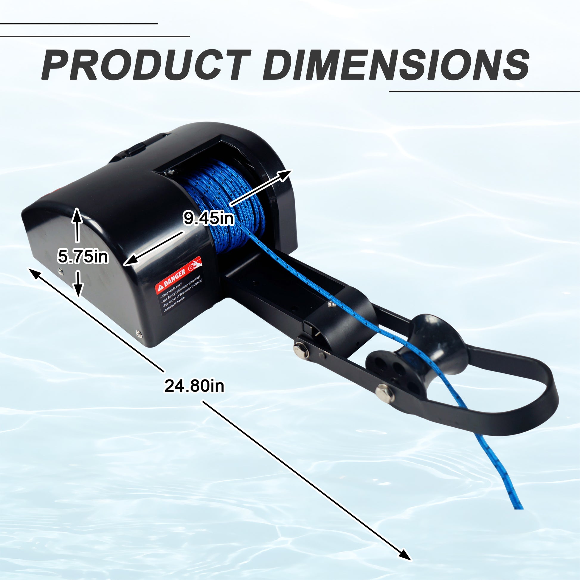 35 lbs Electric Anchor Winch 12V Marine Boat Windlass Kit - Heavy Duty Saltwater Towing Winches with Remote Control & 100ft Pre-Wound Rope - Complete Set for Speedboat, Fishing & Pontoon Boats (Black) image 3