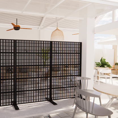 Metal Privacy Screens 72" H x 43.3" W Outdoor and Indoor Divider with Freestanding Decorative Privacy Screen Stylish Divider for Balcony, Patio, Garden & Indoor Spaces, Grid Black image 6