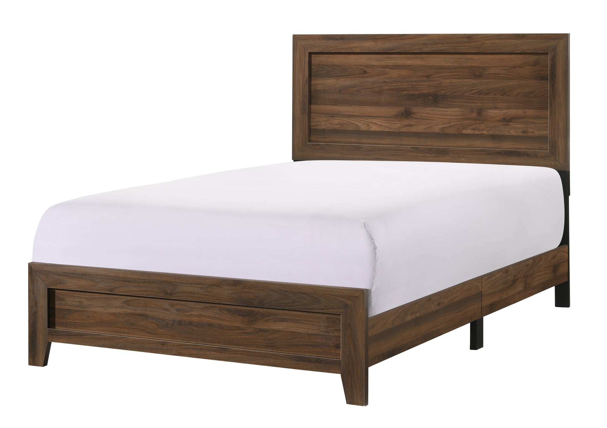 Beautiful 1pc Full Size Panel Bed Brown Cherry Finish Wooden Contemporary Bedroom Furniture image 1