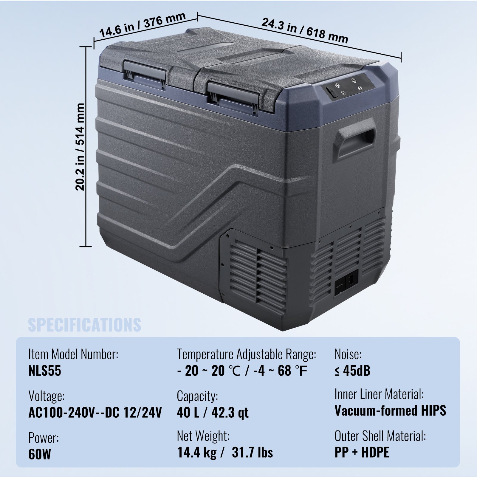 Car Refrigerator, 12 Volt Car Refrigerator Fridge, 40 L Dual Zone Portable Freezer, -4℉-68℉ Adjustable Range, 12/24V DC and 100-240V AC Compressor Cooler for Outdoor, Camping, RV image 10