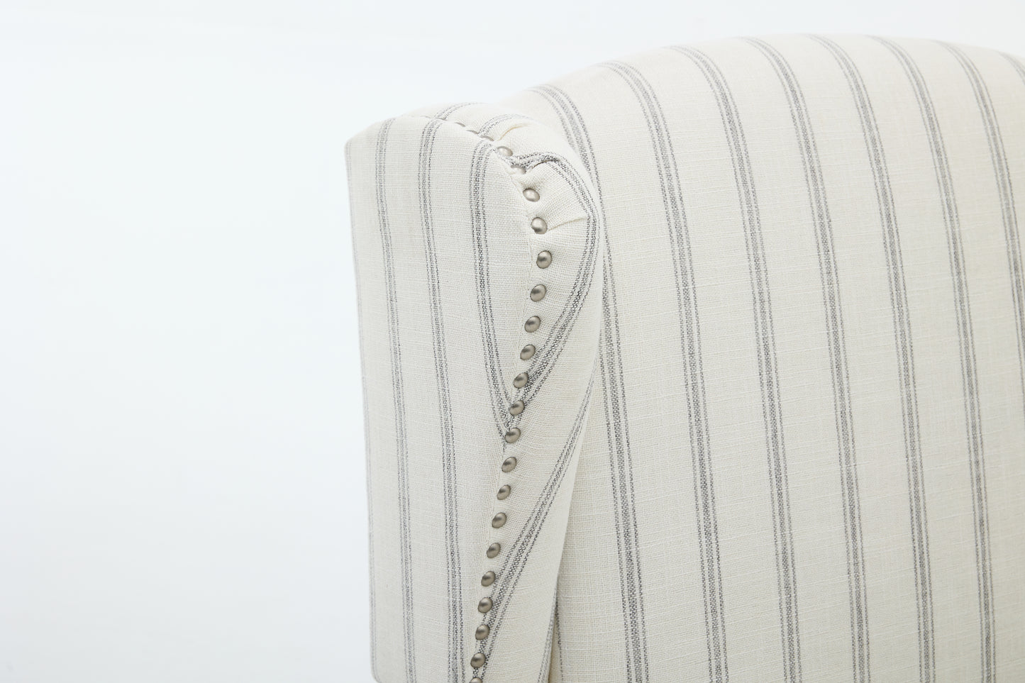 Modern Accent Chair with Retro Wood Legs, Comfy Upholstered Armchair, Floral Design Single Sofa Chair for Living Room Bedroom Office - Stripe image 8