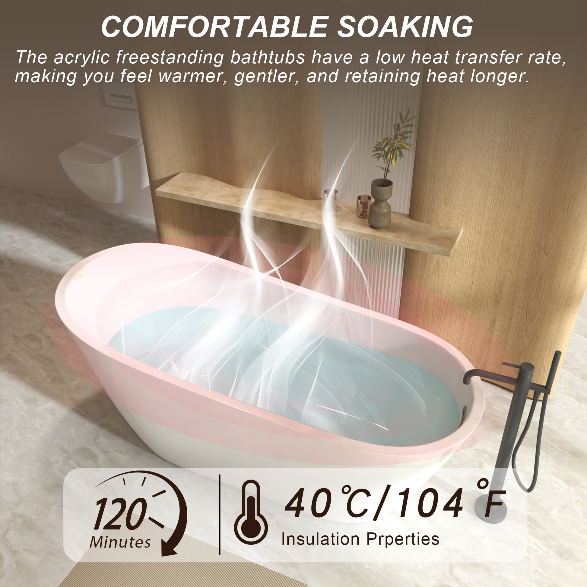 59"Special-shaped Freestanding Slipper Bathtub: Gloss White Finish, Chrome Overflow & Pop-Up Drain, cUPC Certified image 4