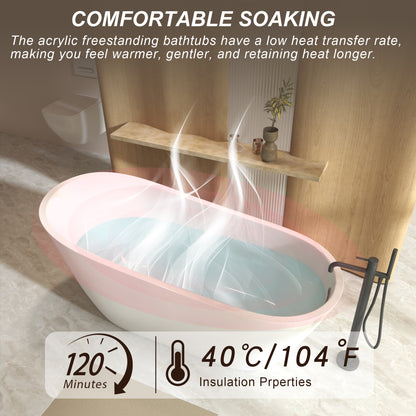 59"Special-shaped Freestanding Slipper Bathtub: Gloss White Finish, Chrome Overflow & Pop-Up Drain, cUPC Certified image 4