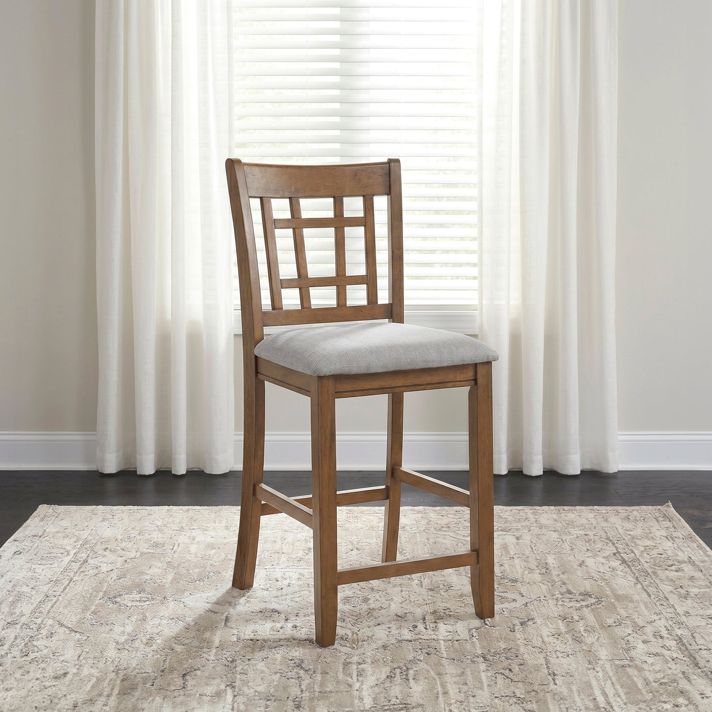 Brown Finish Counter Height Dining Chairs Set of 2 Padded Seat Upholstery Wood Frame Dining Kitchen Furniture image 6