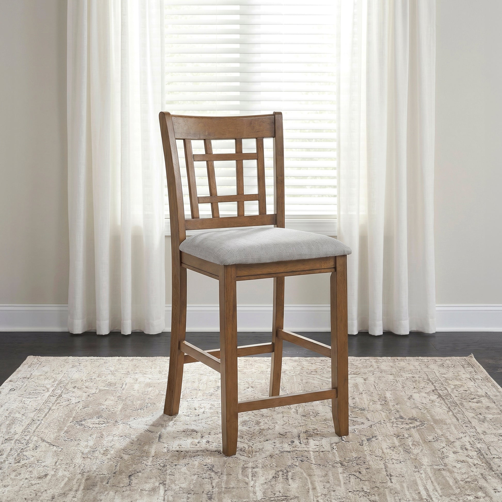 Brown Finish Counter Height Dining Chairs Set of 2 Padded Seat Upholstery Wood Frame Dining Kitchen Furniture image 6