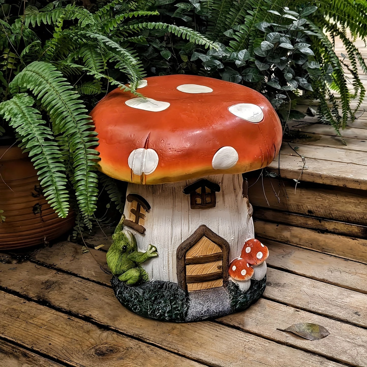 Whimsical garden stool with fairy tale design