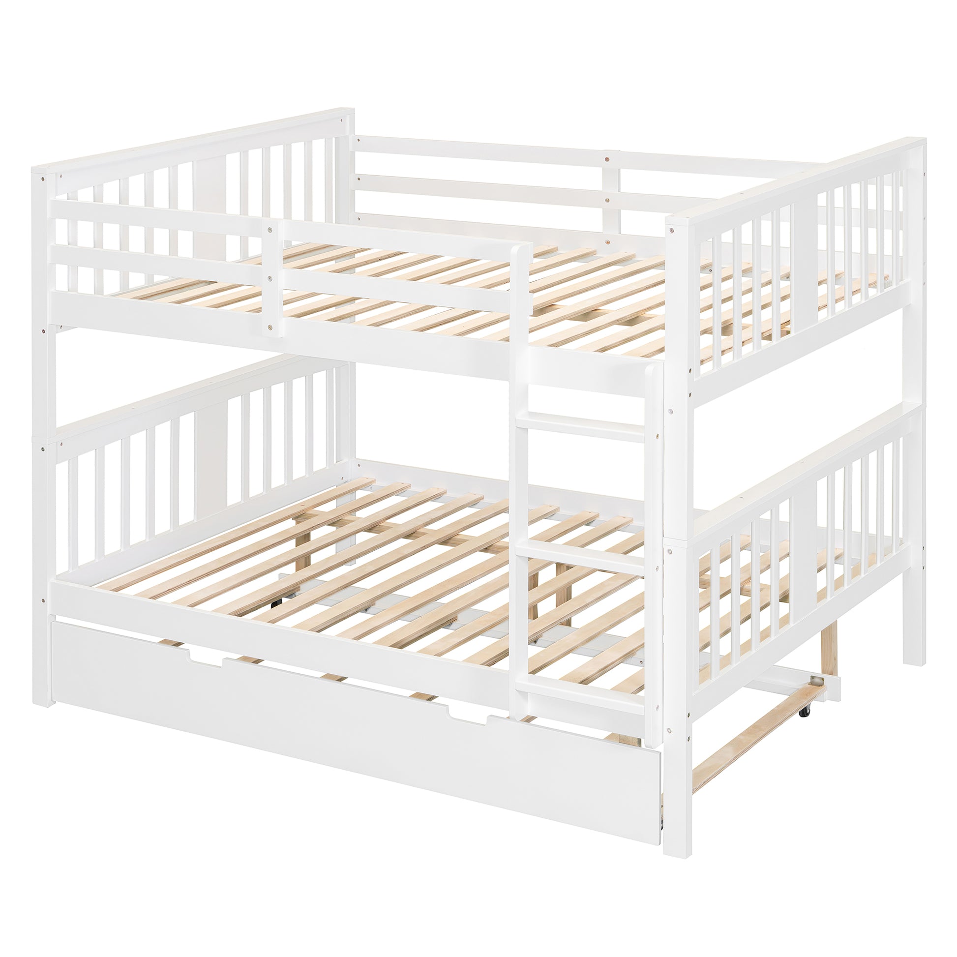 Full over Full Bunk Bed with Twin Size Trundle and Ladder-White(Old SKU: LT000204AAK) image 9