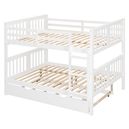 Full over Full Bunk Bed with Twin Size Trundle and Ladder-White(Old SKU: LT000204AAK) image 9