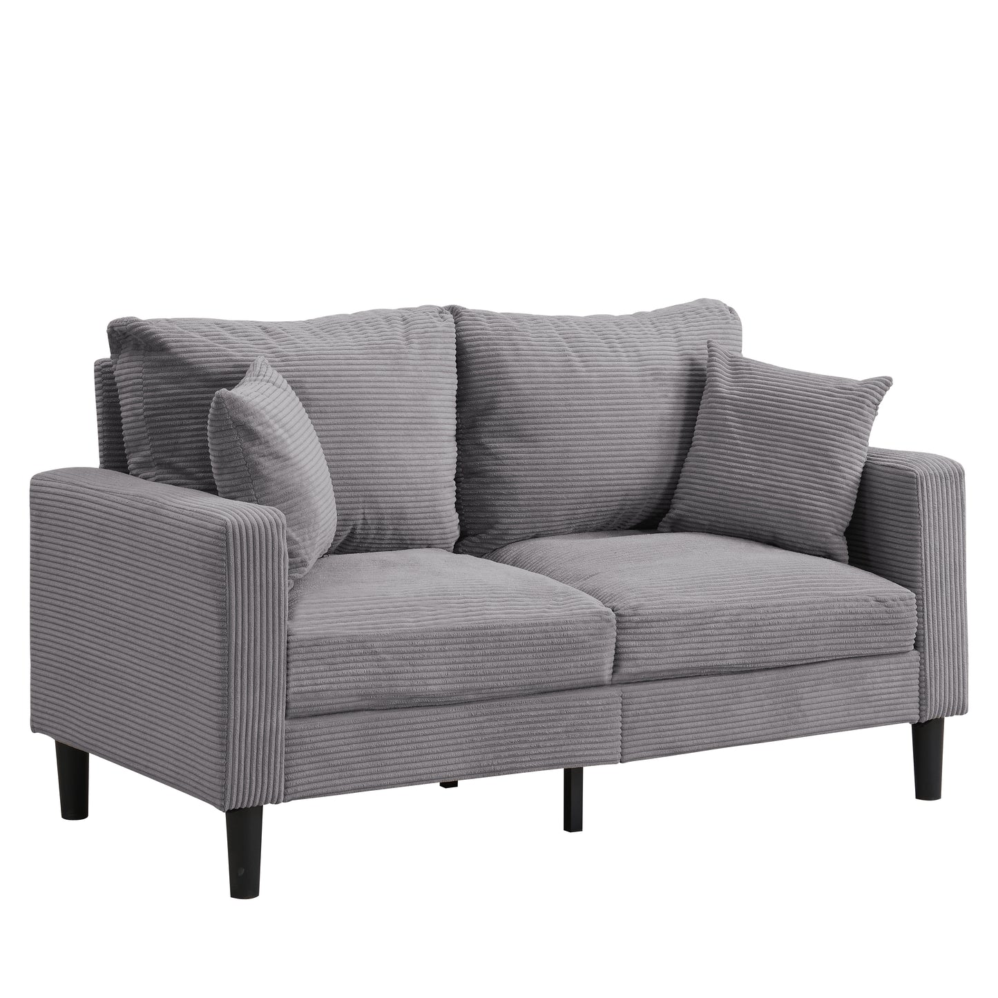 57 " High Resilience Loveseat Sofa, Wooden Frame 2 Seat Sofa, Comfy, Small Space Saving Modern Upholstered Sofa, Living Room Bedroom Apartment Small Space, Light gray image 5