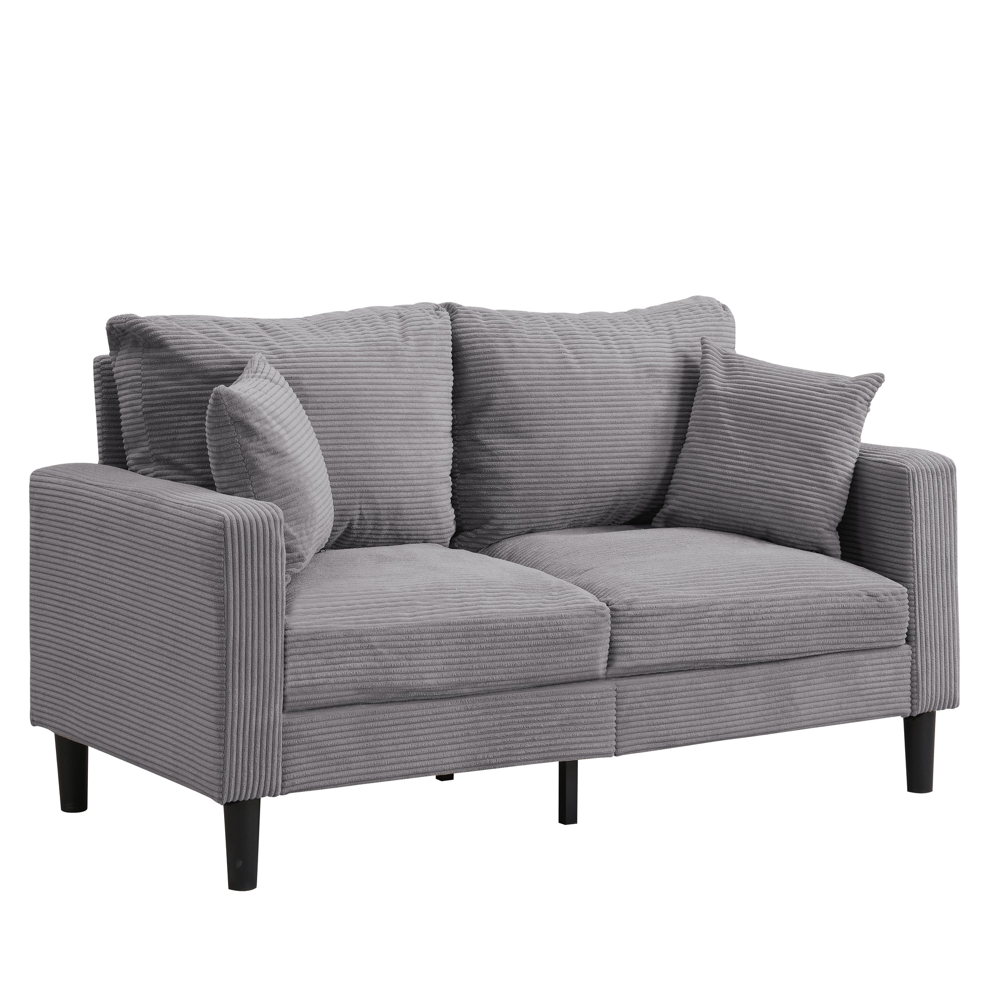 57 " High Resilience Loveseat Sofa, Wooden Frame 2 Seat Sofa, Comfy, Small Space Saving Modern Upholstered Sofa, Living Room Bedroom Apartment Small Space, Light gray image 5