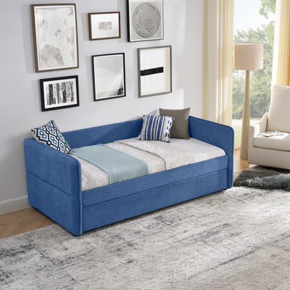 Daybed with Twin Size Pop-up Trundle Upholstered Tufted Sofa Bed, Twin Size, Boucle Fabric (83"x43"x29.5") image 4