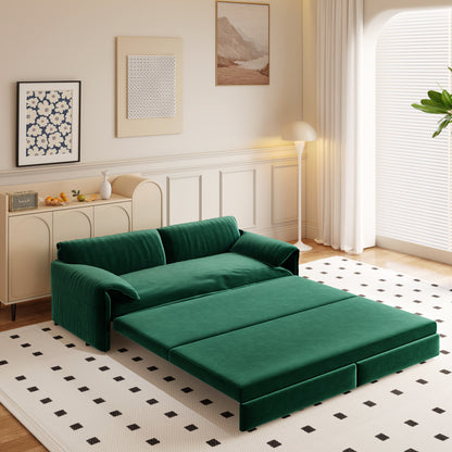 66" Queen Pull Out Sofa Bed, 3-in-1 Convertible Sleeper Sofa with Side Storage,Multi-Functional Velvet Loveseat Bed for Living Room,Bedroom,Apartment(Old Sku:W1885S00046/W1885S00116/W1885S00224) image 2