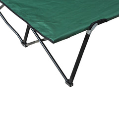 Outsunny 2 Person Folding Camping Cot for Adults, 50" Extra Wide Outdoor Portable Sleeping Cot with Carry Bag, Elevated Camping Bed, Beach Hiking, Green