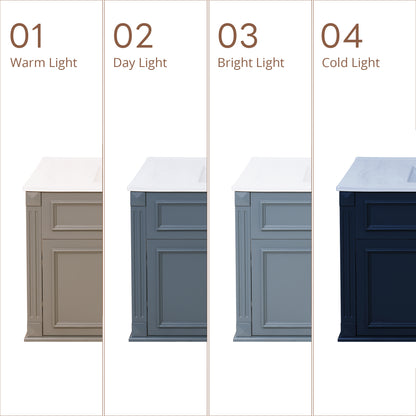 36 inch Wall Mounted Bathroom Cabinet with Ceramic Sink and Drawers, French Simple Style Vanity with Soft Closing Hinges image 8