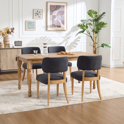 Wooden Dining Chairs Set of 2, Modern Fabric Upholstered Dining Room Chair Kitchen Chairs, Farmhouse Dinner Chair for Kitchen Dining Room image 3
