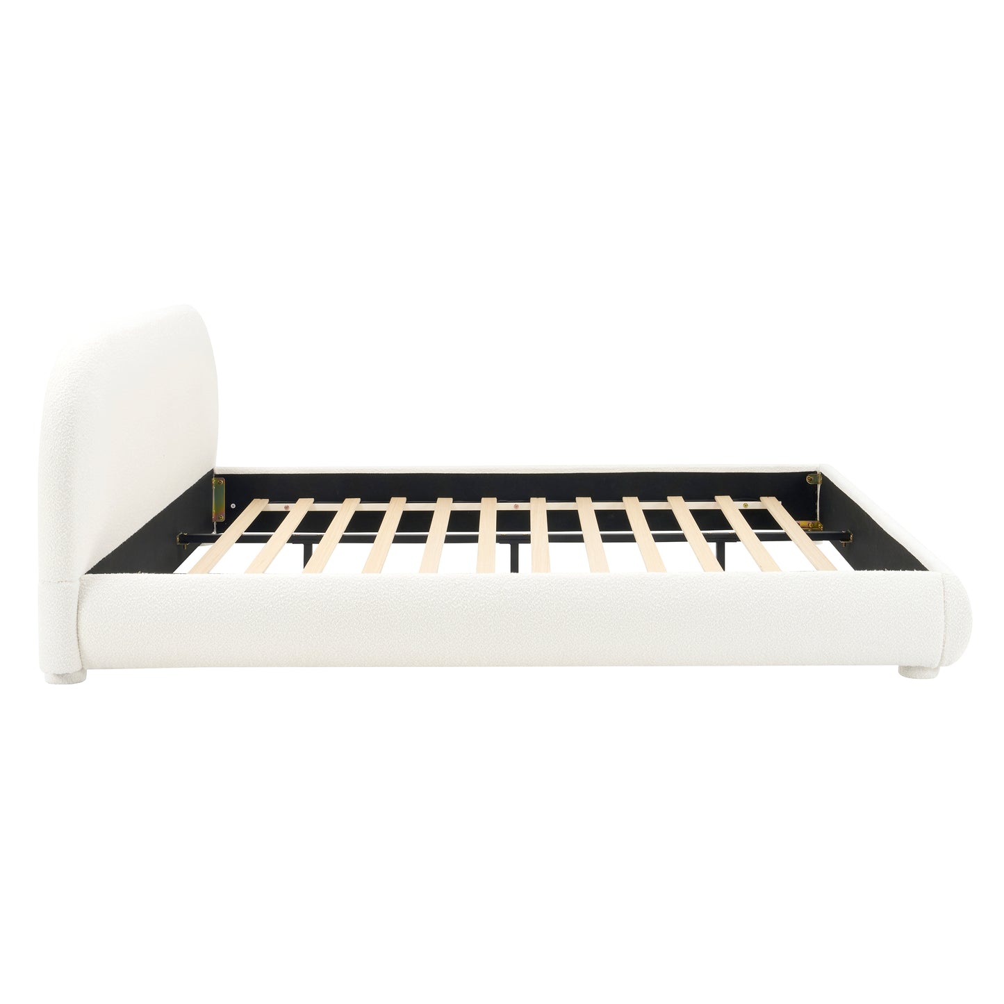 Cream Style Fabric Upholstered Bed, Simple Modern Bedroom Double Bed,King image 8