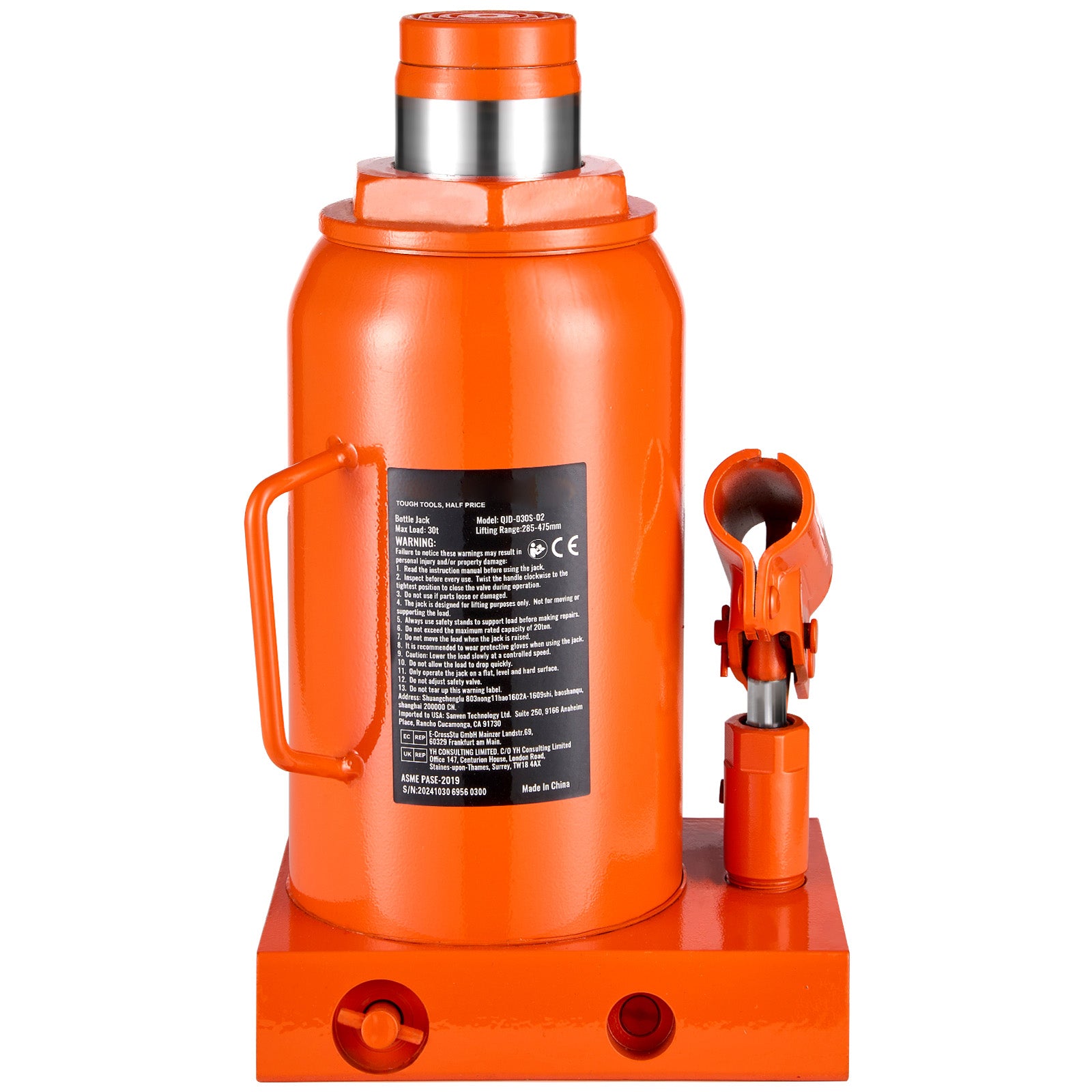 Hydraulic Bottle Jack 30 Ton Manual High Lift Automotive Car Repair Shop image 8