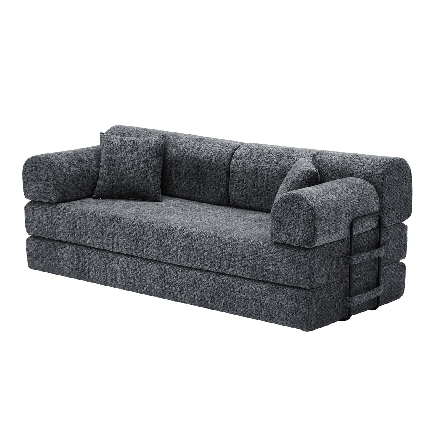 Convertible Sleeper Sofa Bed,two-tone blended fabric Folding Mattress Couch with Fixed-Shape Frame, Floor Sofa Lounge Couch for Living Room Bedroom(Speckled Black) image 4