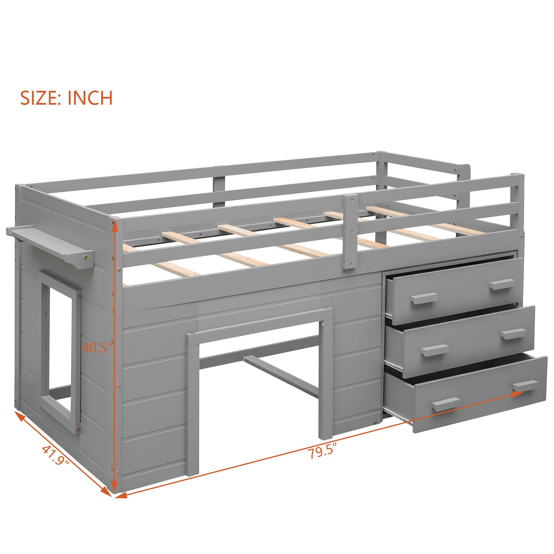Twin Size Loft Bed with Cabinet and Shelf - Gray (OLD SKU:LP001501AAE) image 5