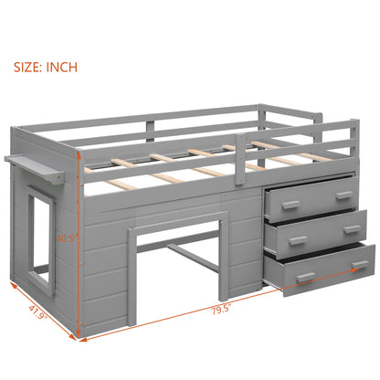 Twin Size Loft Bed with Cabinet and Shelf - Gray (OLD SKU:LP001501AAE) image 5