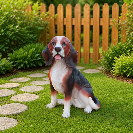 Lifelike Beagle Dog Statue, Realistic Resin Animal Figurine for Indoor Outdoor Garden Lawn Yard Home Decor, Art Craft Gift, Multicolor image 1