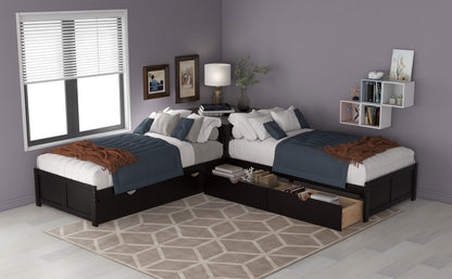 L-shaped Platform Bed with Trundle and Drawers Linked with built-in Desk,Twin,Espresso(Old SKU:SM000916AAP) image 5