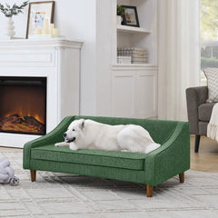 Durable Elevated Dog Sofa Bed,Pet sofa with modern irregular armrest design,Comfortable soft dog sofa-Dark Gray