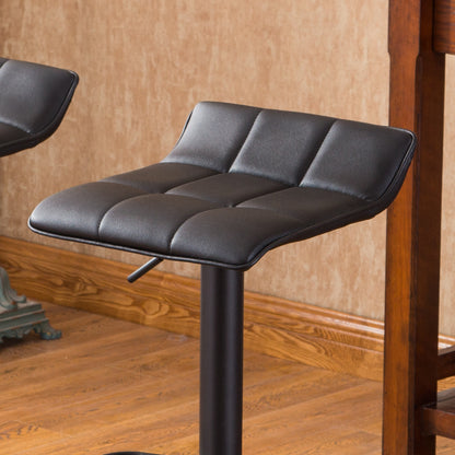 Belham Black Round Top with Black Leg And Base Metal Bar Table and 2 Swivel Black Bonded Leather Adjustable Bar Stool Bar Sets image 7