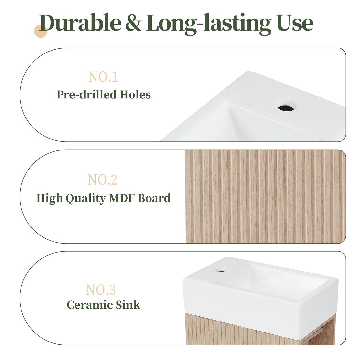 18.6" Bathroom Vanity with Sink, Bathroom Vanity Cabinet with Two-tier Shelf, Left or Right Orientation, Natural (Old Sku:WF308491AAN) image 7
