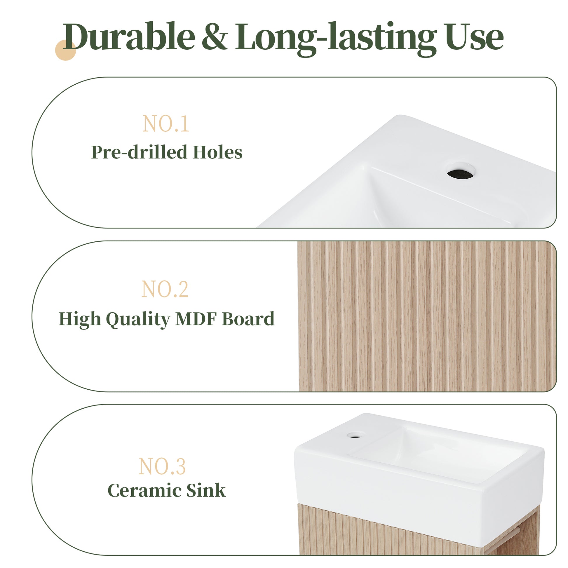 18.6" Bathroom Vanity with Sink, Bathroom Vanity Cabinet with Two-tier Shelf, Left or Right Orientation, Natural (Old Sku:WF308491AAN) image 7