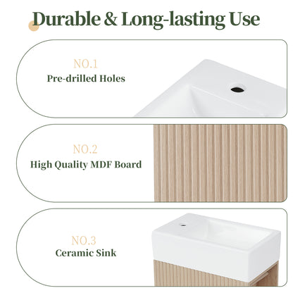 18.6" Bathroom Vanity with Sink, Bathroom Vanity Cabinet with Two-tier Shelf, Left or Right Orientation, Natural (Old Sku:WF308491AAN) image 7