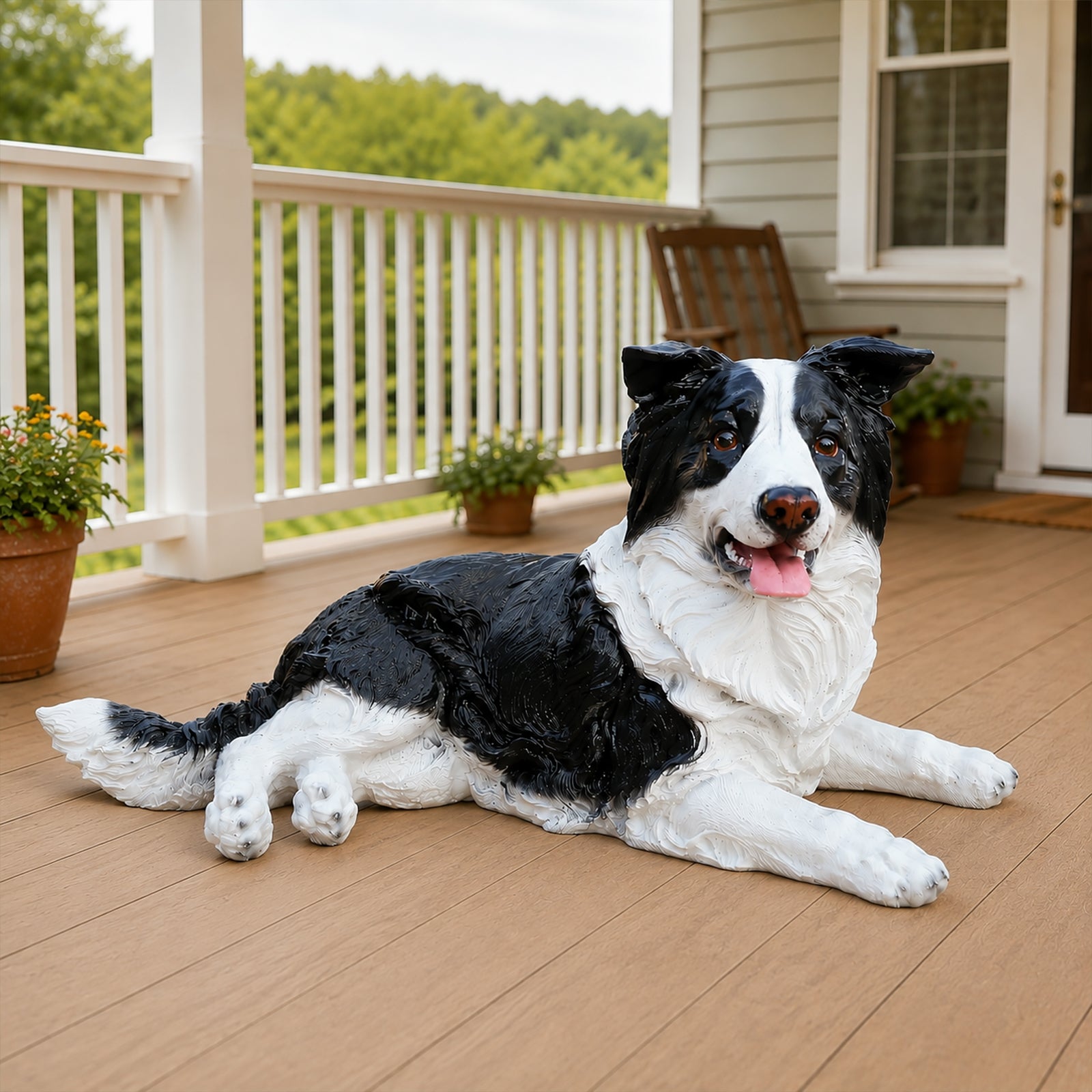 Outdoor Garden Border Collie Dog Statue Greeter Garden Decor – Cute Puppy Sculpture for Yard Porch New Year Gift image 11