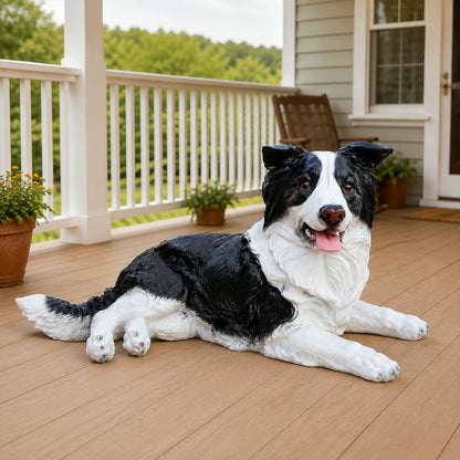 Outdoor Garden Border Collie Dog Statue Greeter Garden Decor – Cute Puppy Sculpture for Yard Porch New Year Gift image 11