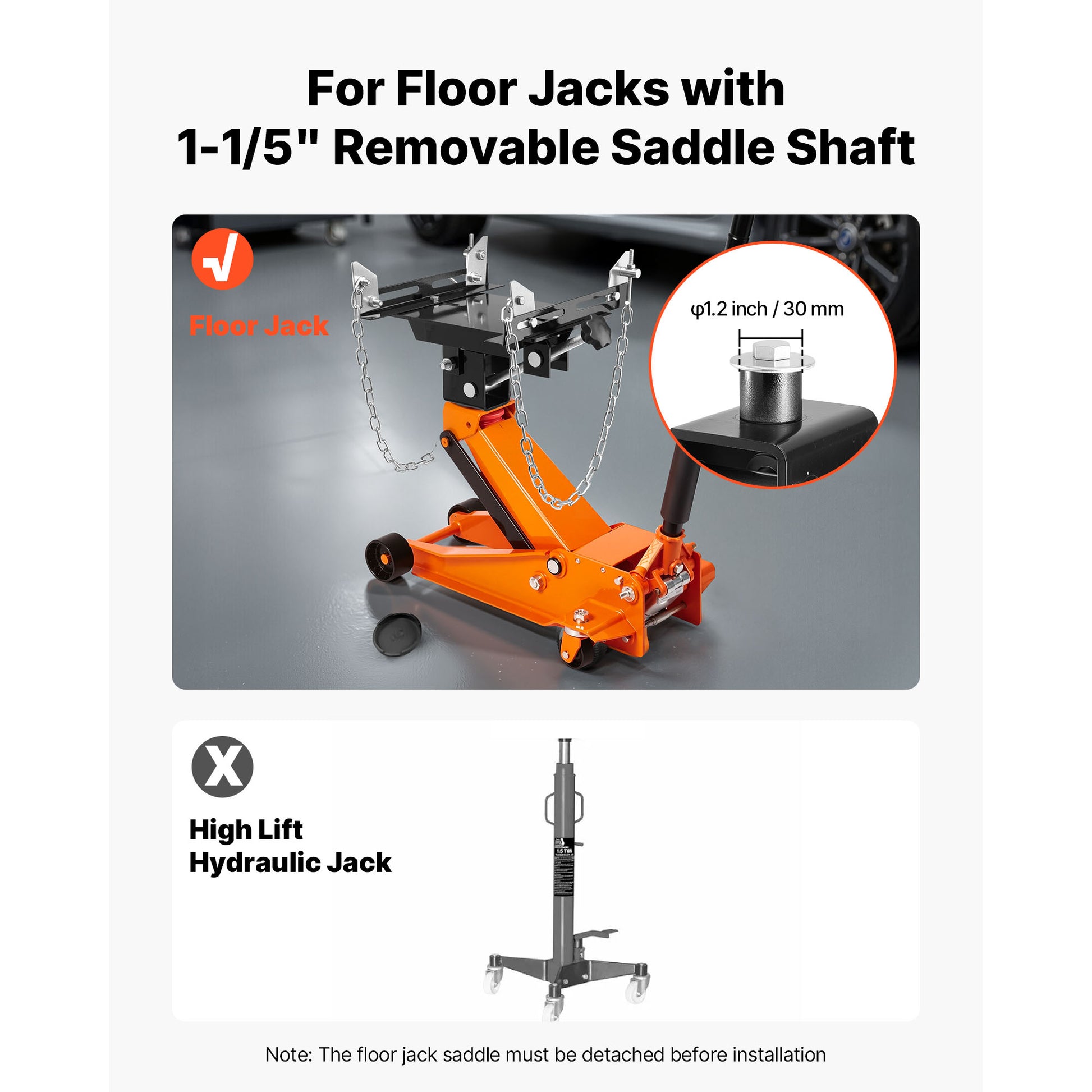 Transmission Jack Adapter, 1100 lbs / 0.5 Ton Load Capacity Automotive Transmission Lift Adapter, Heavy-Duty Steel, for Floor Jack with 1-1/5 in Detachable Saddle Shaft, for Garage, Repair Shop image 8
