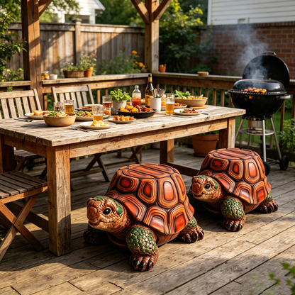 18" Garden Turtle Statue Stool, Simulated Animal Resin Sculpture, Multi-Purpose Decorative Stool for Living Room, Balcony, Office, Garden, Courtyard & Lawn image 10