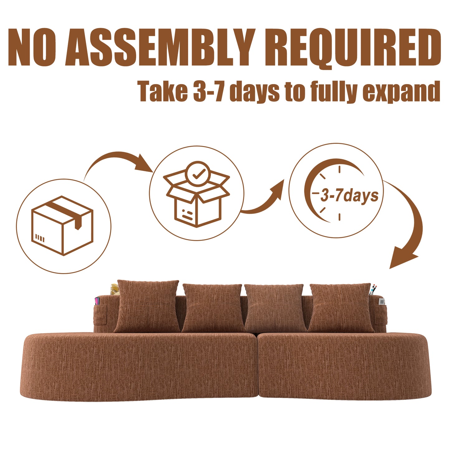 Modern Curved Sectional 3 Seat Minimalist Elegant Half Moon Sofa Compressed Modular Sectional Sofa for Living Room, Office, Apartment image 4