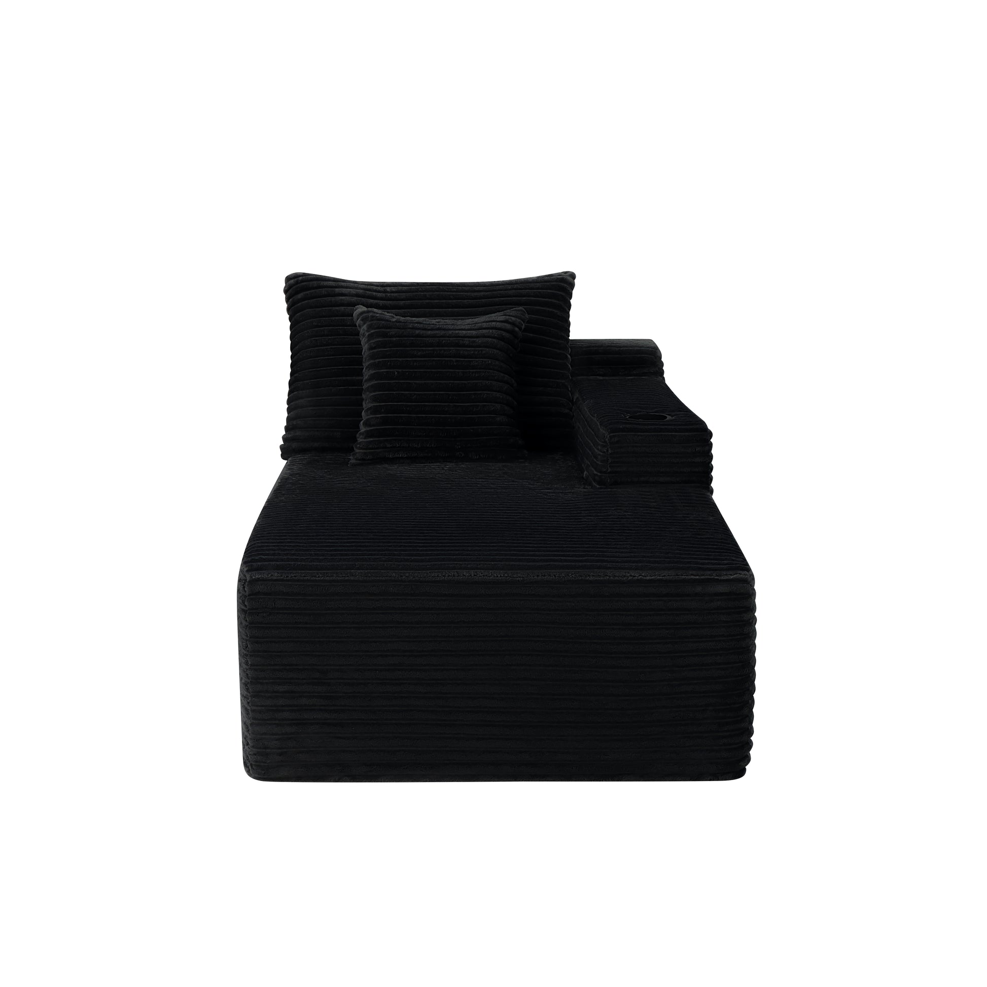37.5-inch Right chaise longue with plush black velvet, cup holder, flexible matching, mainly for living room use. image 2