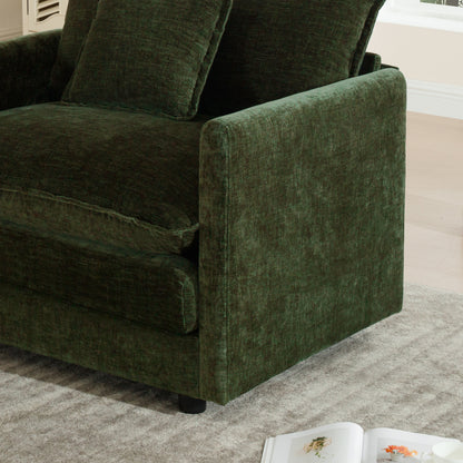 Modular Sectional Sofa for Living Room,U Shaped Couch 4 Seater Convertible Sectional Couch with 1 Ottoman,Green Chenille image 9