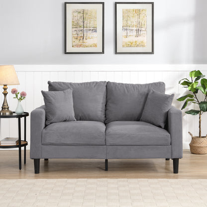 57 " High Resilience Loveseat Sofa, Wooden Frame 2 Seat Sofa, Comfy, Small Space Saving Modern Upholstered Sofa, Living Room Bedroom Apartment Small Space, Light gray image 1